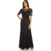 Adrianna Papell Womens Beaded Long Gown(Black)