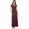 Adrianna Papell Womens Beaded Long Gown(Dark Burgundy)