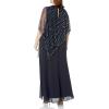 Adrianna Papell Womens Beaded Popover Midi Dress(Midnight)