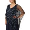 Adrianna Papell Womens Beaded Popover Midi Dress(Midnight)