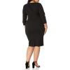 Adrianna Papell Womens Bow Sheath Dress with Three Quarter Sleeves(Black)
