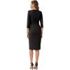 Adrianna Papell Womens Bow Sheath Dress with Three Quarter Sleeves(Black)