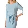 Adrianna Papell Womens Bow Sheath Dress with Three Quarter Sleeves(Blue Mist)