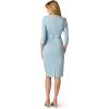 Adrianna Papell Womens Bow Sheath Dress with Three Quarter Sleeves(Blue Mist)