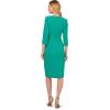 Adrianna Papell Womens Bow Sheath Dress with Three Quarter Sleeves(Botanic Green)
