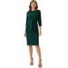 Adrianna Papell Womens Bow Sheath Dress with Three Quarter Sleeves(Hunter)