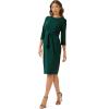 Adrianna Papell Womens Bow Sheath Dress with Three Quarter Sleeves(Hunter)