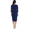Adrianna Papell Womens Bow Sheath Dress with Three Quarter Sleeves(Navy Sateen)