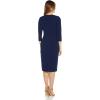 Adrianna Papell Womens Bow Sheath Dress with Three Quarter Sleeves(Navy Sateen)