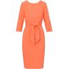 Adrianna Papell Womens Bow Sheath Dress with Three Quarter Sleeves(Orange Coral)