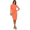 Adrianna Papell Womens Bow Sheath Dress with Three Quarter Sleeves(Orange Coral)