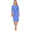 Adrianna Papell Womens Bow Sheath Dress with Three Quarter Sleeves(Precious Peri)