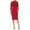 Adrianna Papell Womens Bow Sheath Dress with Three Quarter Sleeves(Red Samba)