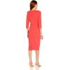 Adrianna Papell Womens Bow Sheath Dress with Three Quarter Sleeves(Vibrant Coral)