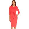 Adrianna Papell Womens Bow Sheath Dress with Three Quarter Sleeves(Vibrant Coral)