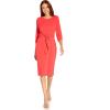 Adrianna Papell Womens Bow Sheath Dress with Three Quarter Sleeves(Vibrant Coral)