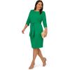 Adrianna Papell Womens Bow Sheath Dress with Three Quarter Sleeves(Vivid Green)