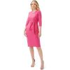 Adrianna Papell Womens Bow Sheath Dress with Three Quarter Sleeves(Watermelon Bliss)