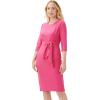 Adrianna Papell Womens Bow Sheath Dress with Three Quarter Sleeves(Watermelon Bliss)