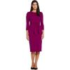 Adrianna Papell Womens Bow Sheath Dress with Three Quarter Sleeves(Wildberry)