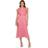 Adrianna Papell Womens Crinkle Mesh Midi Dress(Faded Rose)