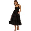Adrianna Papell Womens Knit and Mesh Midi Dress(Black)