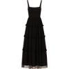 Adrianna Papell Womens Knit and Mesh Midi Dress(Black)