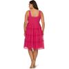Adrianna Papell Womens Knit and Mesh Midi Dress(Bright Rose)