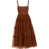 Adrianna Papell Womens Knit and Mesh Midi Dress(Timber)