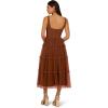 Adrianna Papell Womens Knit and Mesh Midi Dress(Timber)