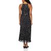 Adrianna Papell Womens Print Pleat Ankle Dress(Black/Ivory)