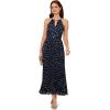 Adrianna Papell Womens Print Pleat Ankle Dress(Navy/Ivory)