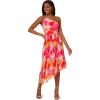 Adrianna Papell Women’s Asymmetric Chiffon Ankle Dress(Red Multi)