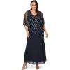 Adrianna Papell Womens Beaded Popover Midi Dress(Midnight)