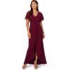 Adrianna Papell Womens Crepe and Chiffon Gown(Cabernet)
