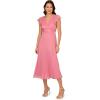 Adrianna Papell Womens Crinkle Mesh Midi Dress(Faded Rose)