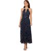 Adrianna Papell Womens Print Pleat Ankle Dress(Navy/Ivory)