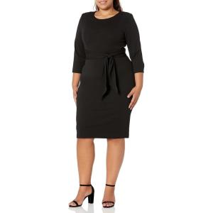 Adrianna Papell Womens Bow Sheath Dress with Three Quarter Sleeves(Black)