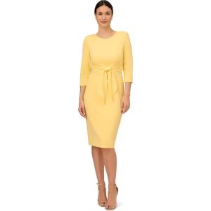 Adrianna Papell Womens Bow Sheath Dress with Three Quarter Sleeves(Warm Sun)
