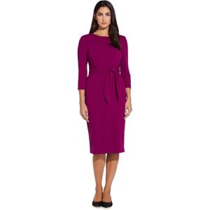 Adrianna Papell Womens Bow Sheath Dress with Three Quarter Sleeves(Wildberry)