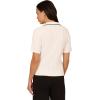 Adrianna Papell Womens Open V-Neck Polo Mix Rib Cable Sweater with Short Sleeves(Ivory/Black)