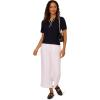 Adrianna Papell Womens Open V-Neck Polo Mix Rib Cable Sweater with Short Sleeves(Navy/Ivory)