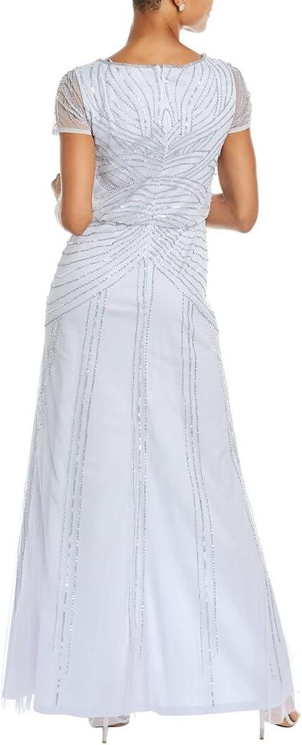 image:imageAdrianna Papell Womens Blouson Beaded Long Dress Formal Beaded Dress with Bloused Bodice amp Floral EmbellishmentsSerenity