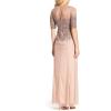 Adrianna Papell Women’s Beaded Illusion Dress | Long Sequin Evening Dress with Fitted Bodice & Tulle Skirt Overlay(Buff)