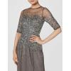 Adrianna Papell Women’s Beaded Illusion Dress | Long Sequin Evening Dress with Fitted Bodice & Tulle Skirt Overlay(Lead)