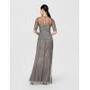 Adrianna Papell Women’s Beaded Illusion Dress | Long Sequin Evening Dress with Fitted Bodice & Tulle Skirt Overlay(Lead)