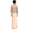 Adrianna Papell Women’s Beaded Illusion Dress | Long Sequin Evening Dress with Fitted Bodice & Tulle Skirt Overlay(Rosegold)