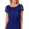 Adrianna Papell Women’s Blouson Beaded Long Dress | Formal Beaded Dress with Bloused Bodice & Floral Embellishments(Dark Blue Violet)