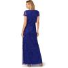 Adrianna Papell Women’s Blouson Beaded Long Dress | Formal Beaded Dress with Bloused Bodice & Floral Embellishments(Dark Blue Violet)