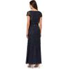 Adrianna Papell Women’s Blouson Beaded Long Dress | Formal Beaded Dress with Bloused Bodice & Floral Embellishments(Navy Black)
